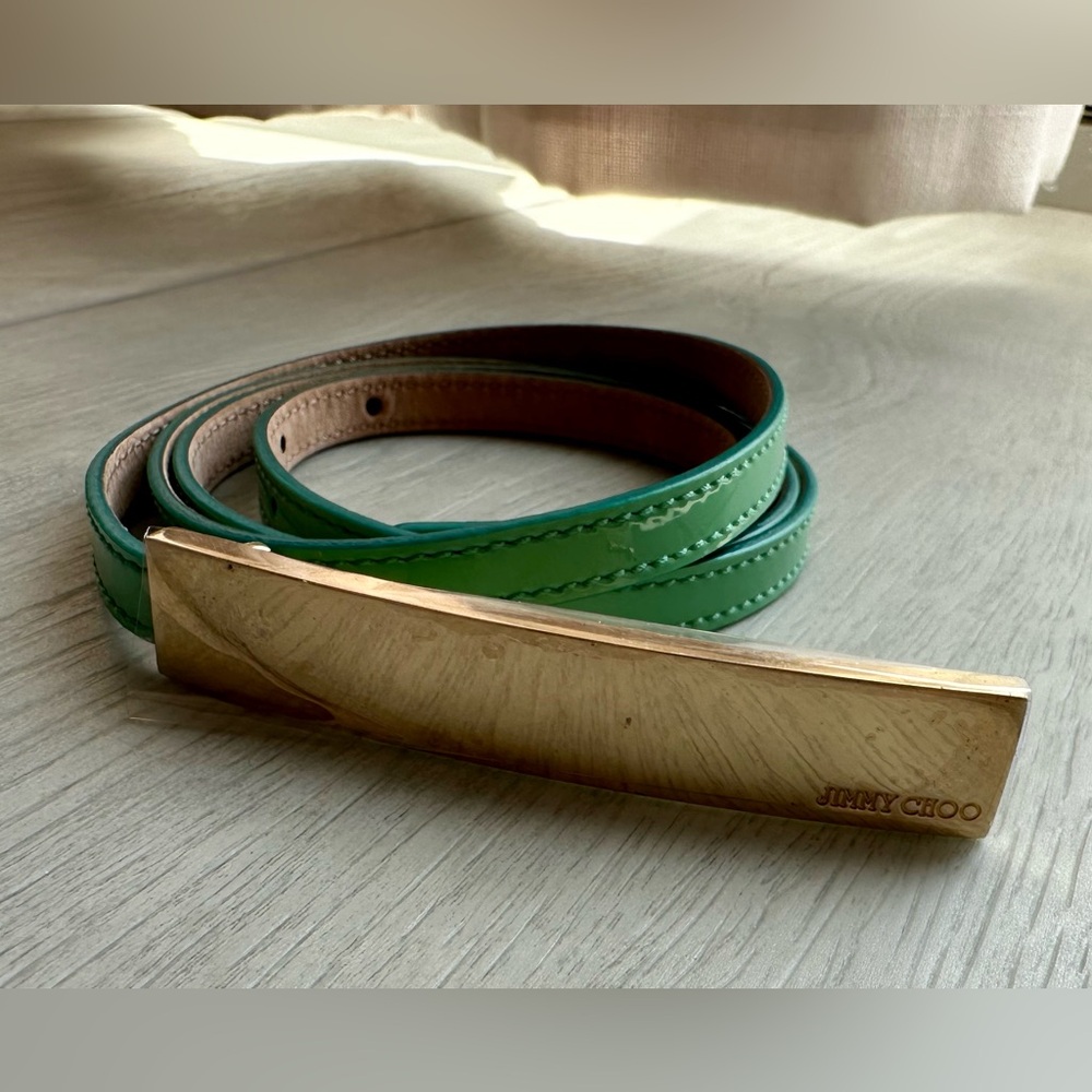 Jimmy Choo Green Skinny Belt 85cm